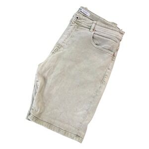 Zara DNWR Mens Sage Green Denim Shorts Slim Fit Size 34 Olive Drab 5-Pocket